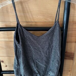 Express Silver Shimmer Cropped Tank Top XS Party Night Out
